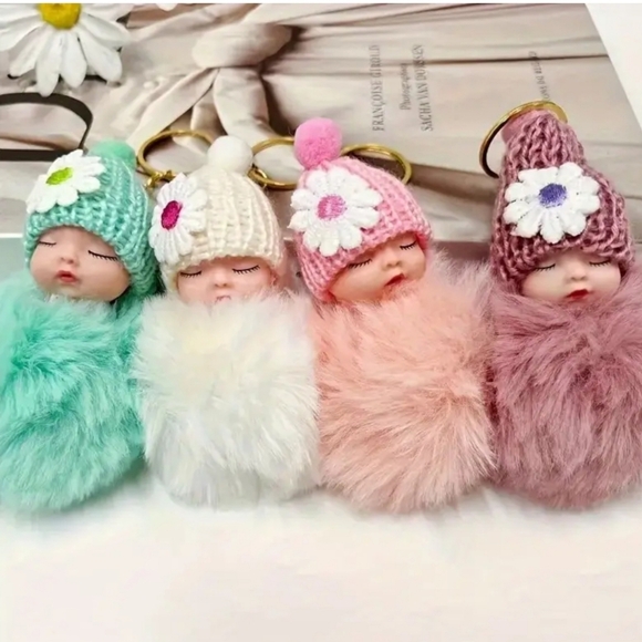 Accessories - PICK YOUR COLOR NWT Sleeping Baby Doll Pom Pom Keychain